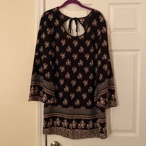Black long sleeve floral dress